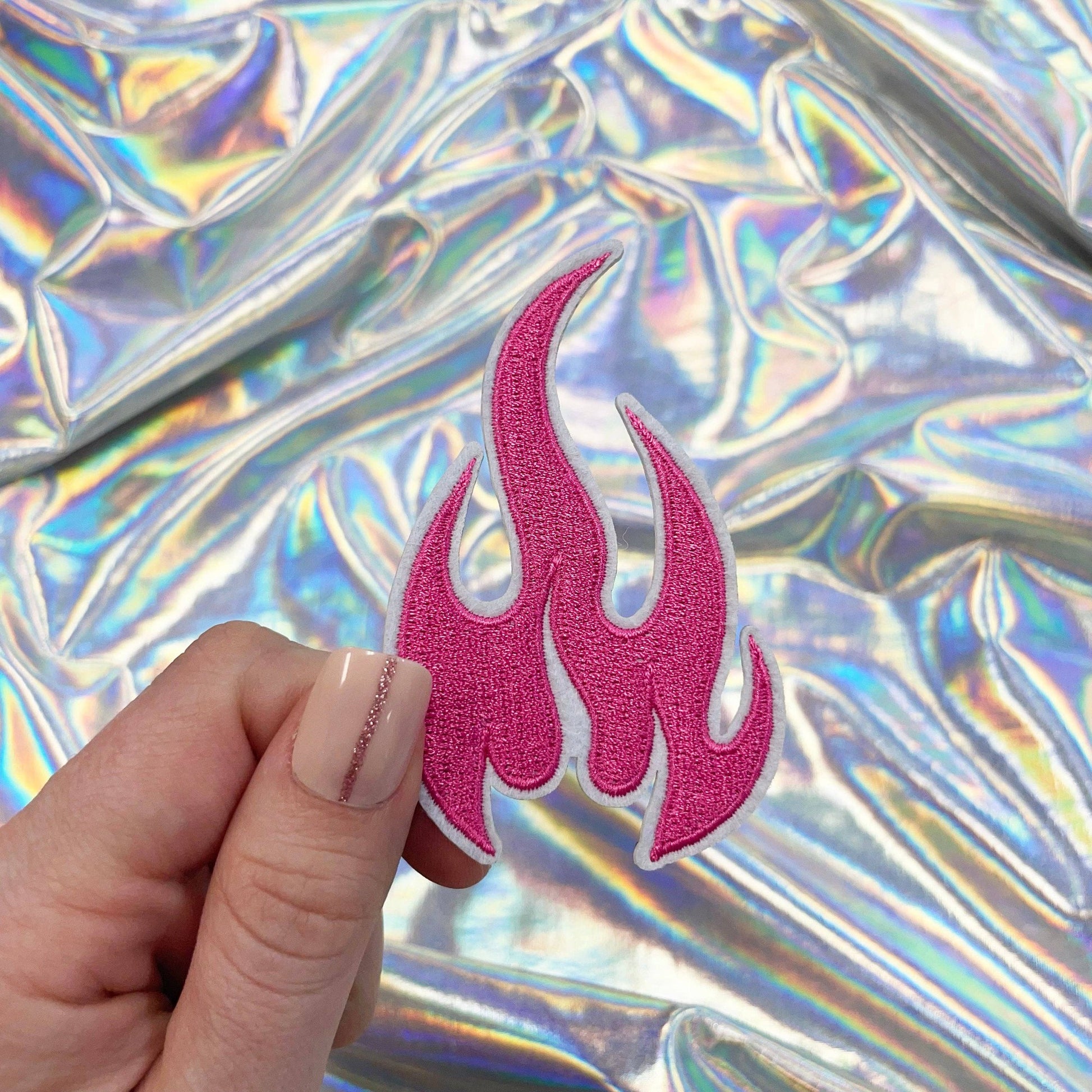 Pink Flames Iron On Patch | Heat-seal Patches Accessories