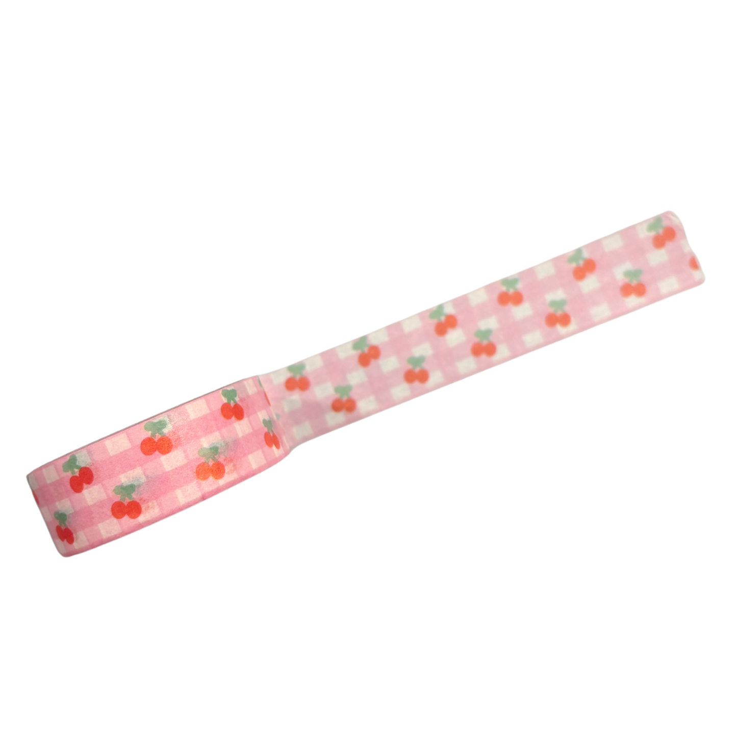 Pink Gingham Cherries Washi Tape | Aesthetic Dopamine Y2K Decorative Masking Tape