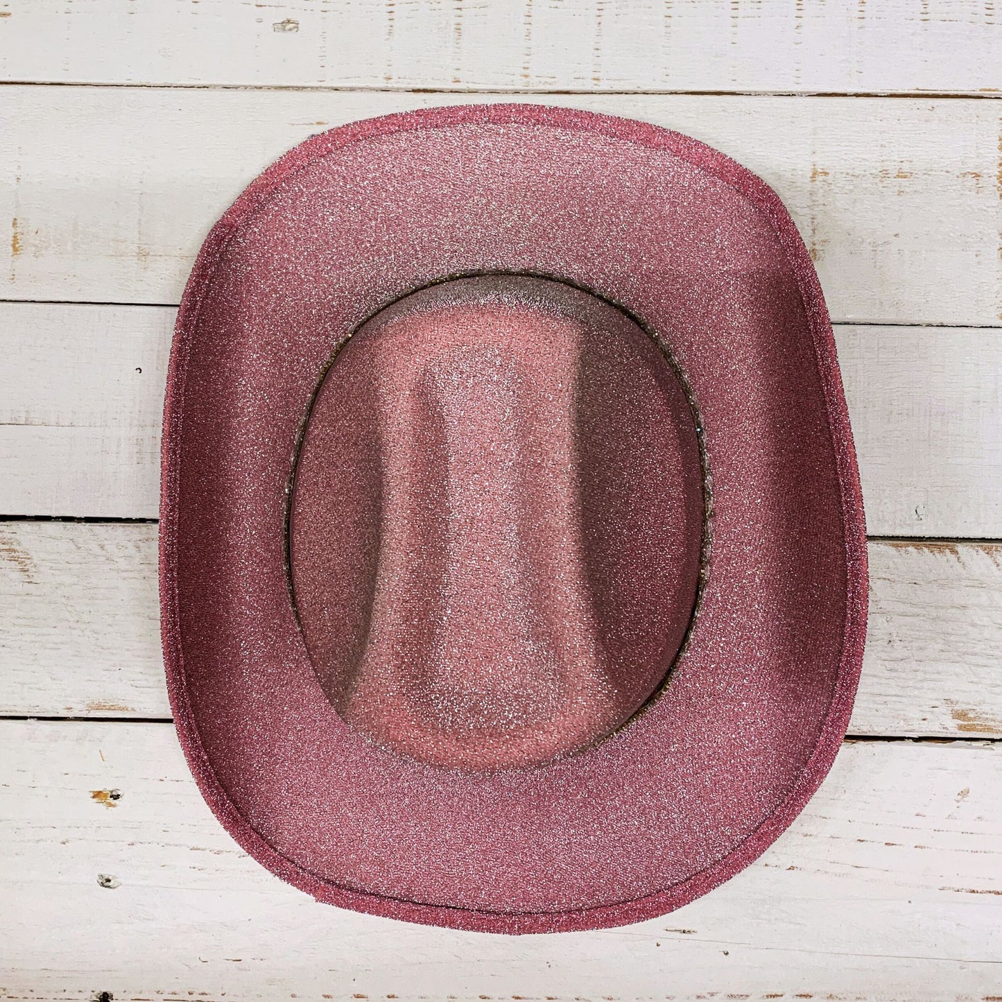 Pink Glitter Cowgirl Hat with Stone Band