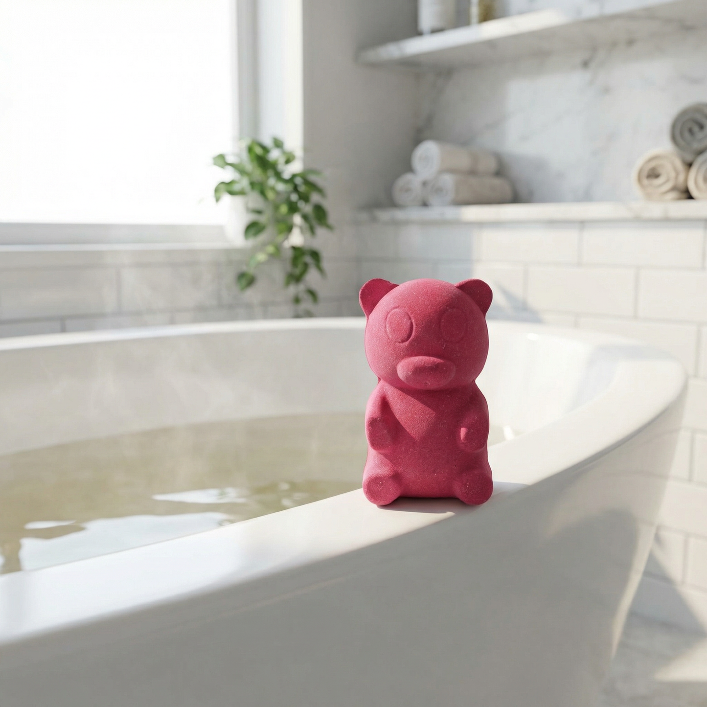 Pink Gummy Bear Bath Bomb | Berry-Scented Fizzing Bath Bomb