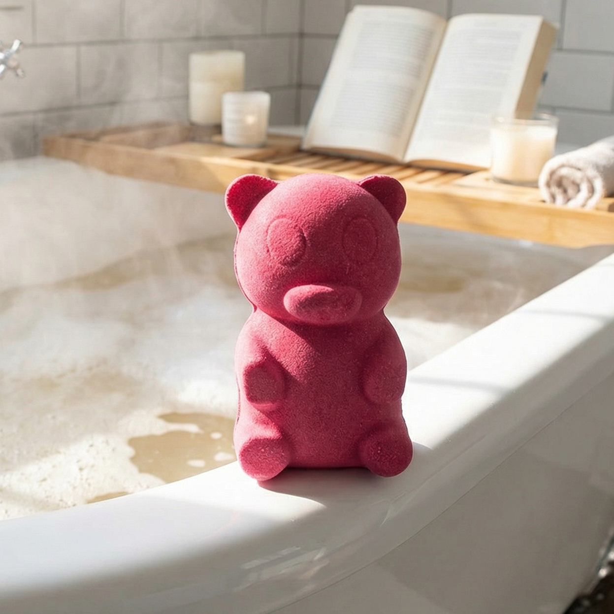 Pink Gummy Bear Bath Bomb | Berry-Scented Fizzing Bath Bomb
