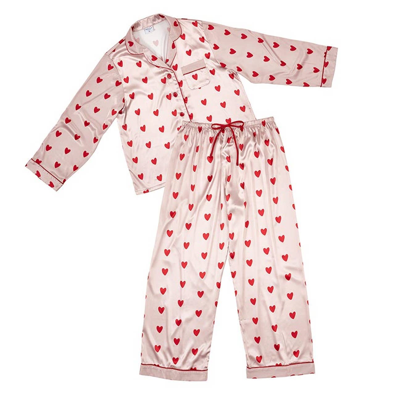 Pink Hearts Long Sleeve Pajama Set [Available in XL Only]