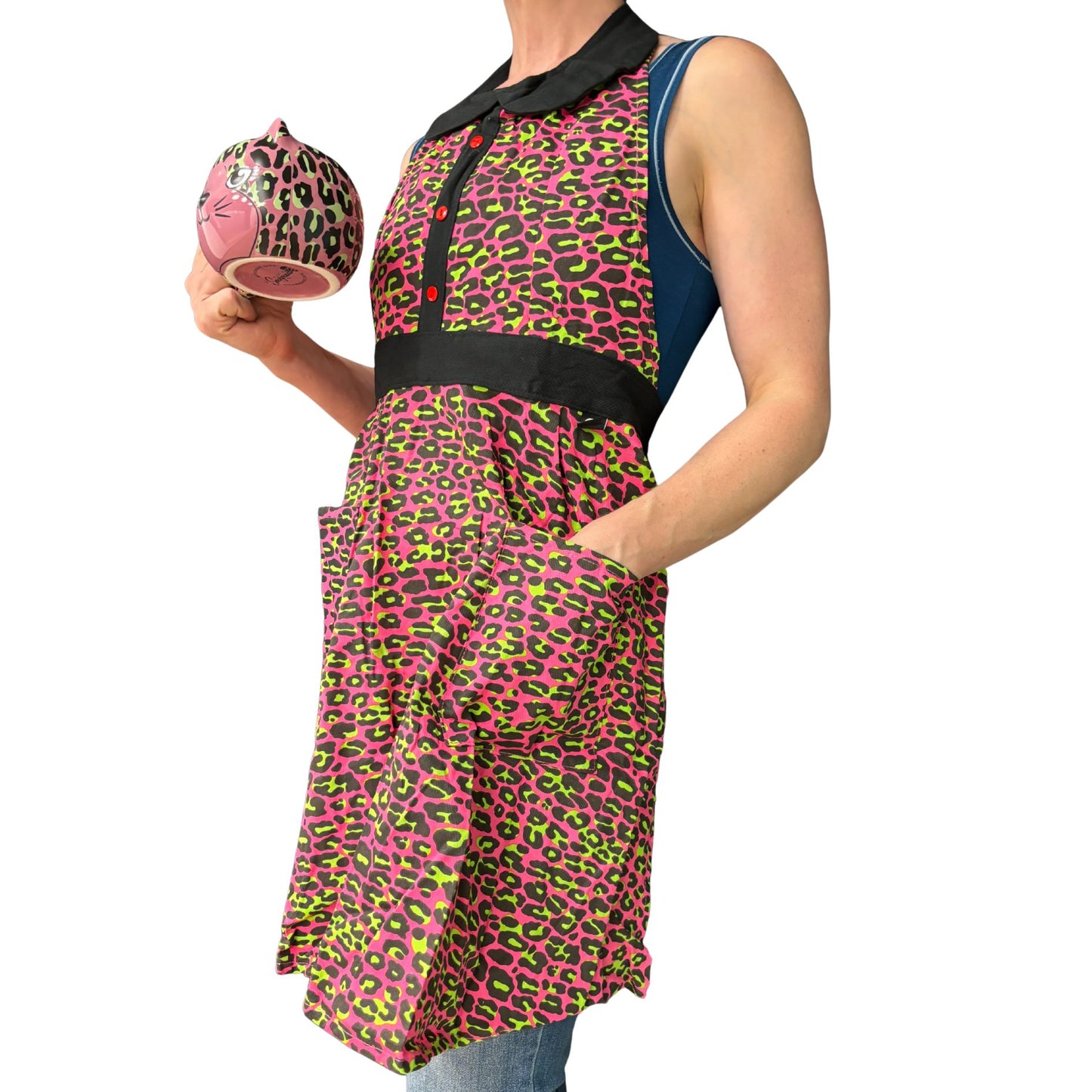 Pink Leopard Apron | Cooking Baking Cotton Kitchen Tools Essentials | Gift for Her