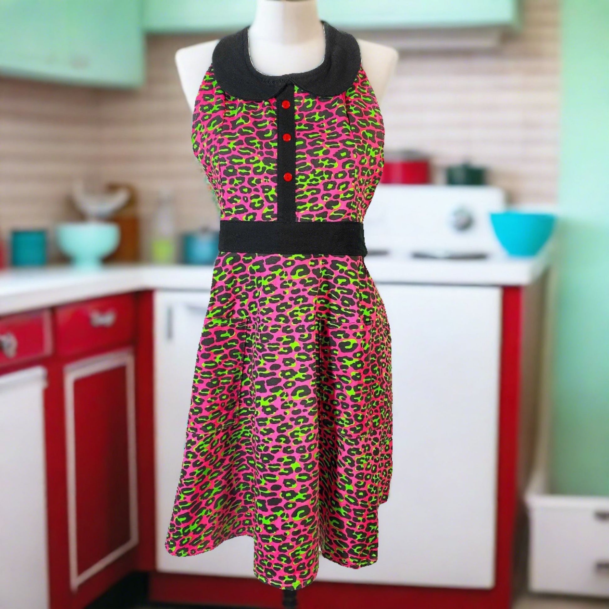 Pink Leopard Apron | Cooking Baking Cotton Kitchen Tools Essentials | Gift for Her