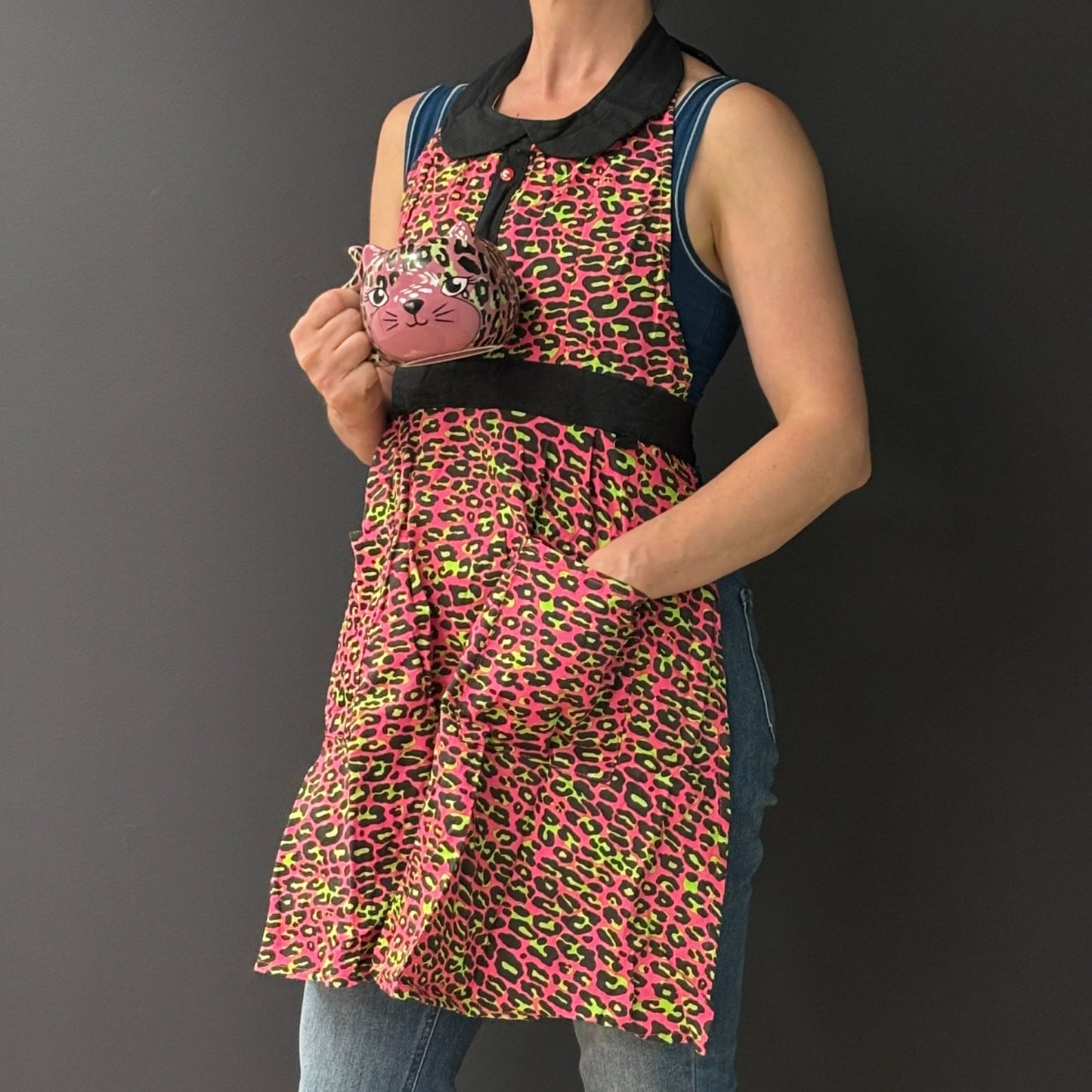 Pink Leopard Apron | Cooking Baking Cotton Kitchen Tools Essentials | Gift for Her