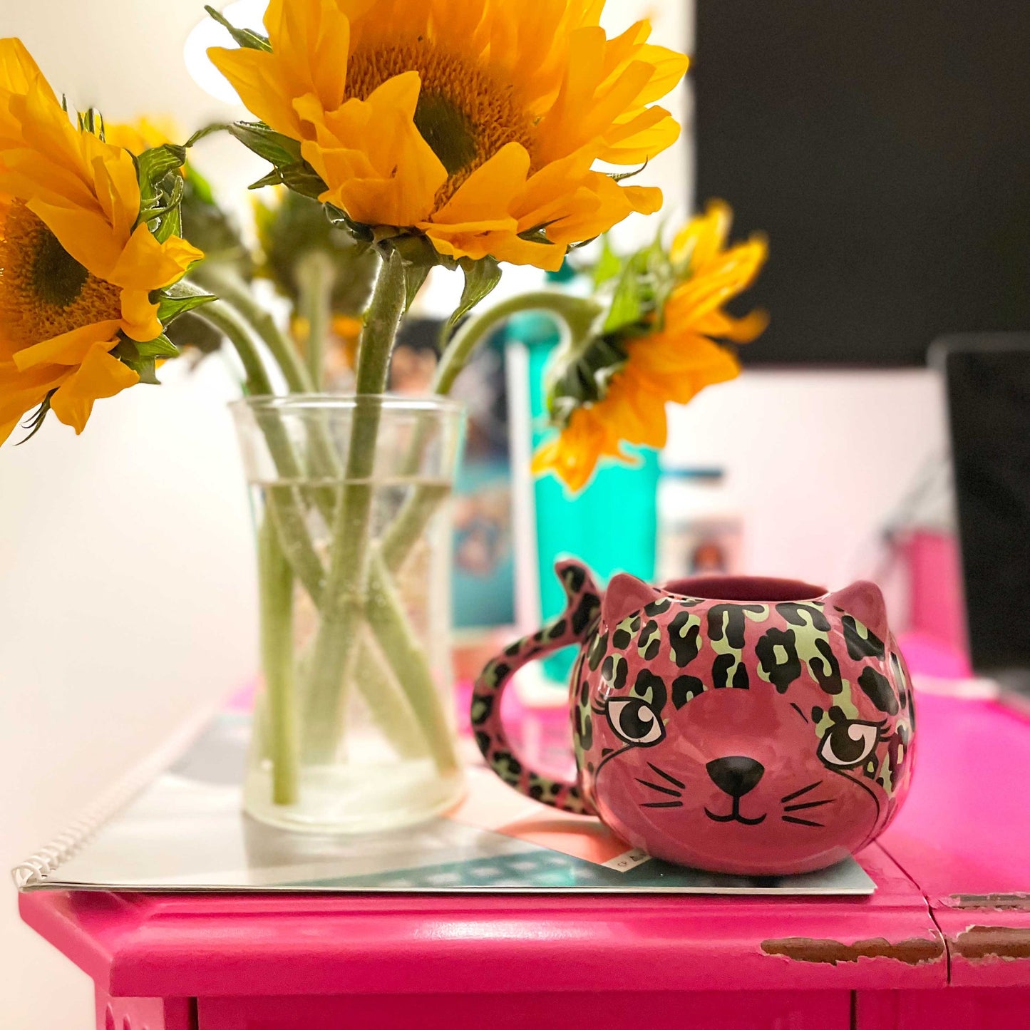Pink Leopard Cat Mug | Cute Ceramic Coffee Tea Cup