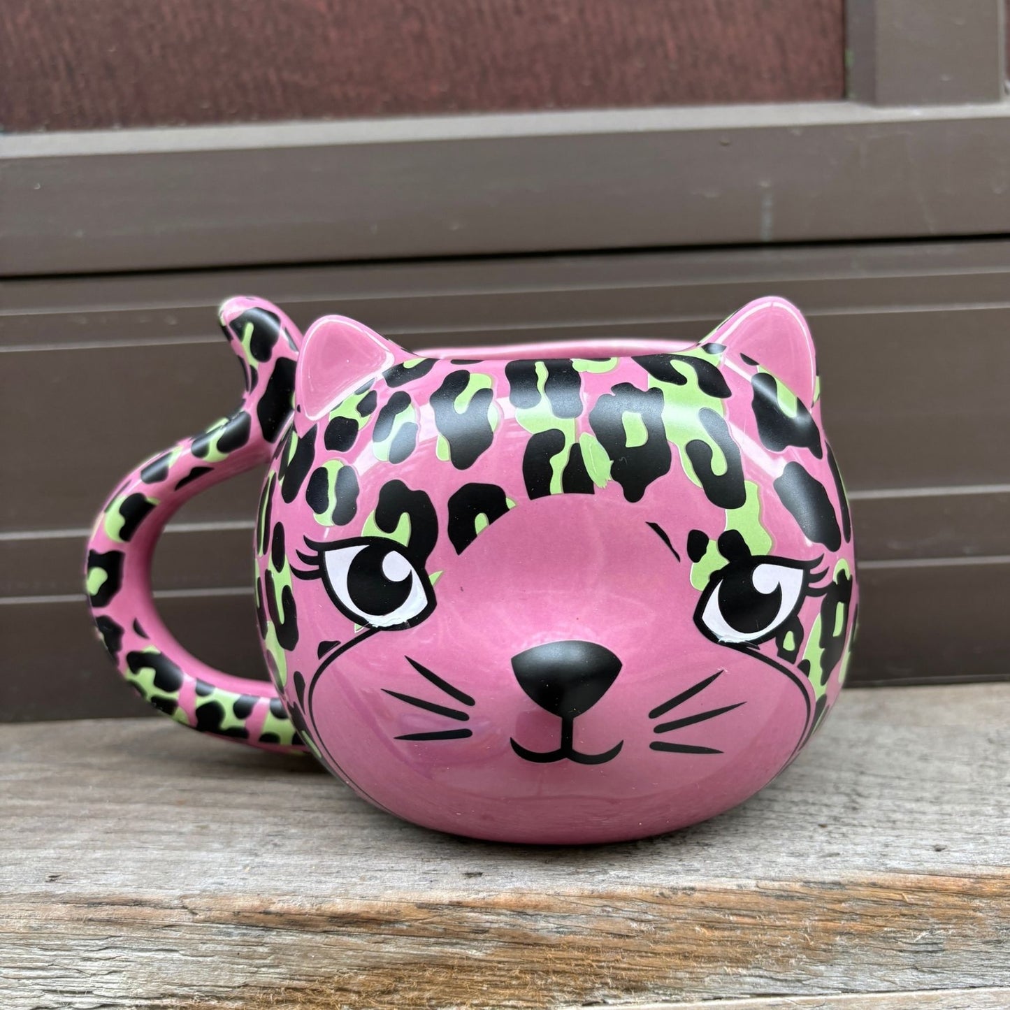 Pink Leopard Cat Mug | Cute Ceramic Coffee Tea Cup | Gift for Her