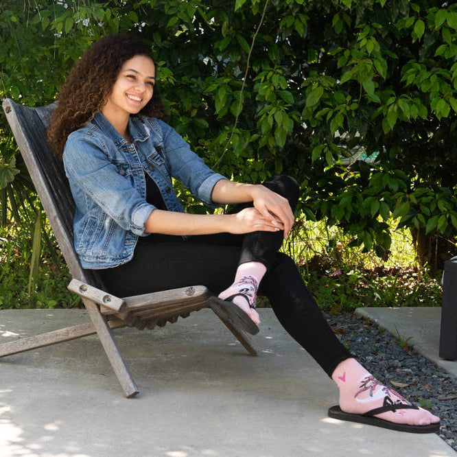 Pink Ninja Tabi Split Toe Socks | Japanese Shinobi Flip Flop Crew Socks