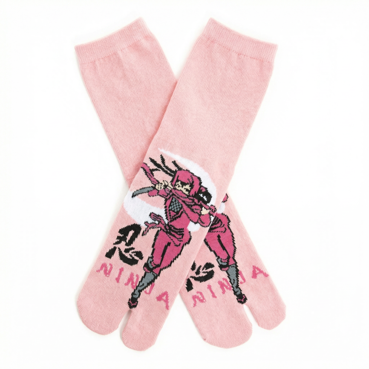 Pink Ninja Tabi Split Toe Socks | Japanese Shinobi Flip Flop Crew Socks