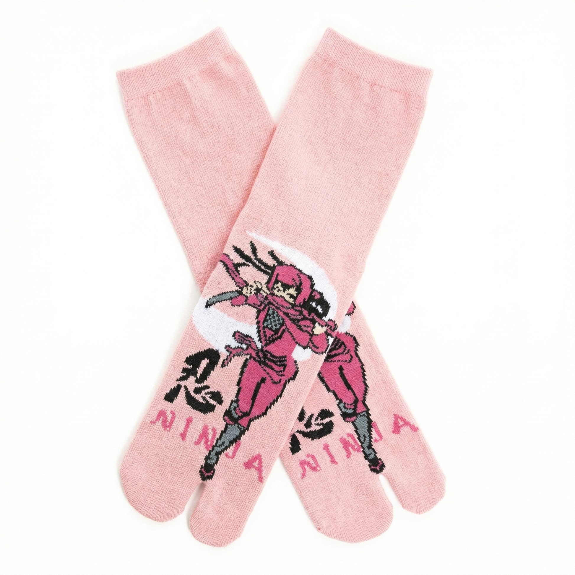 Pink Ninja Tabi Split Toe Socks | Japanese Shinobi Flip Flop Crew Socks