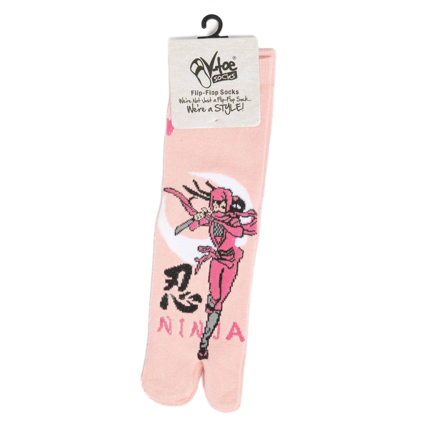 Pink Ninja Tabi Split Toe Socks | Japanese Shinobi Flip Flop Crew Socks