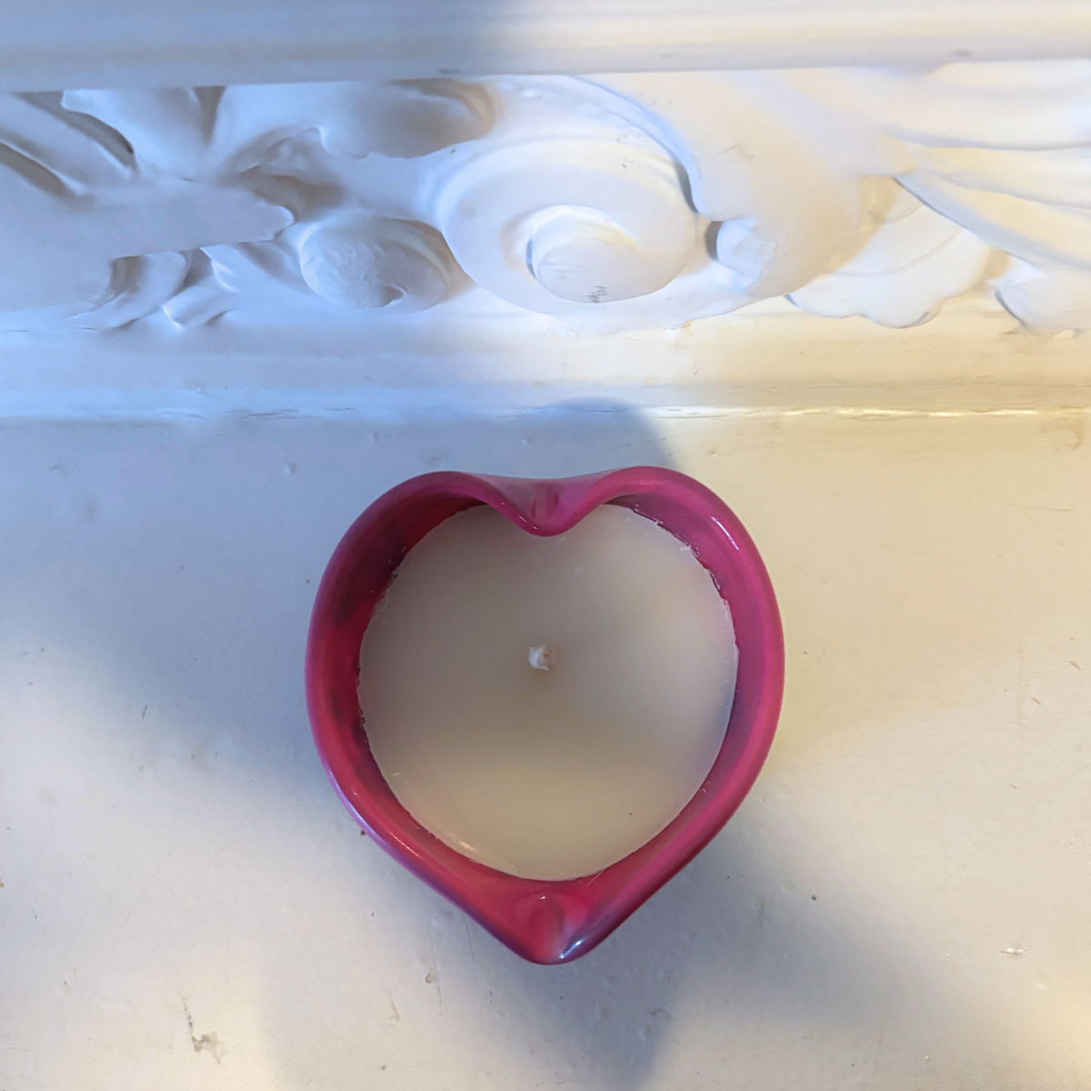 Pink Ombre Heart Candle Small | Amber Spruce Scented Glass Candle-47th & Main-The Bullish Store