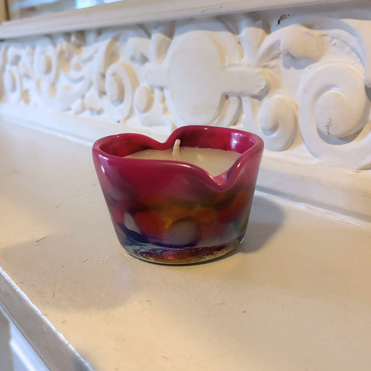 Pink Ombre Heart Candle Small | Amber Spruce Scented Glass Candle-47th & Main-The Bullish Store