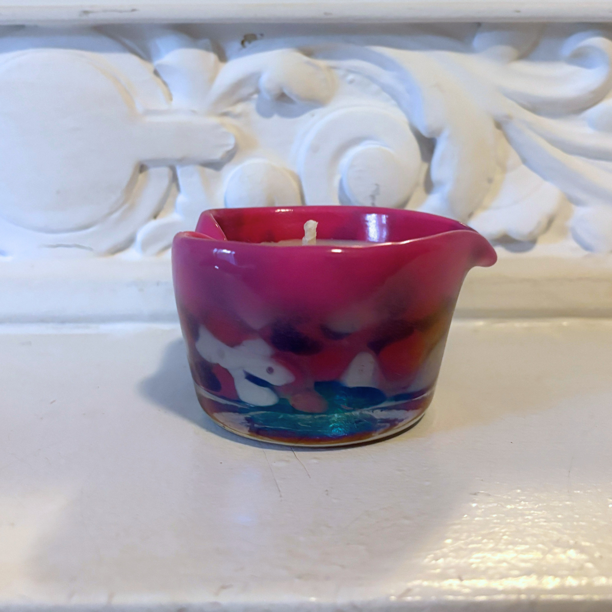 Pink Ombre Heart Candle Small | Amber Spruce Scented Glass Candle-47th & Main-The Bullish Store
