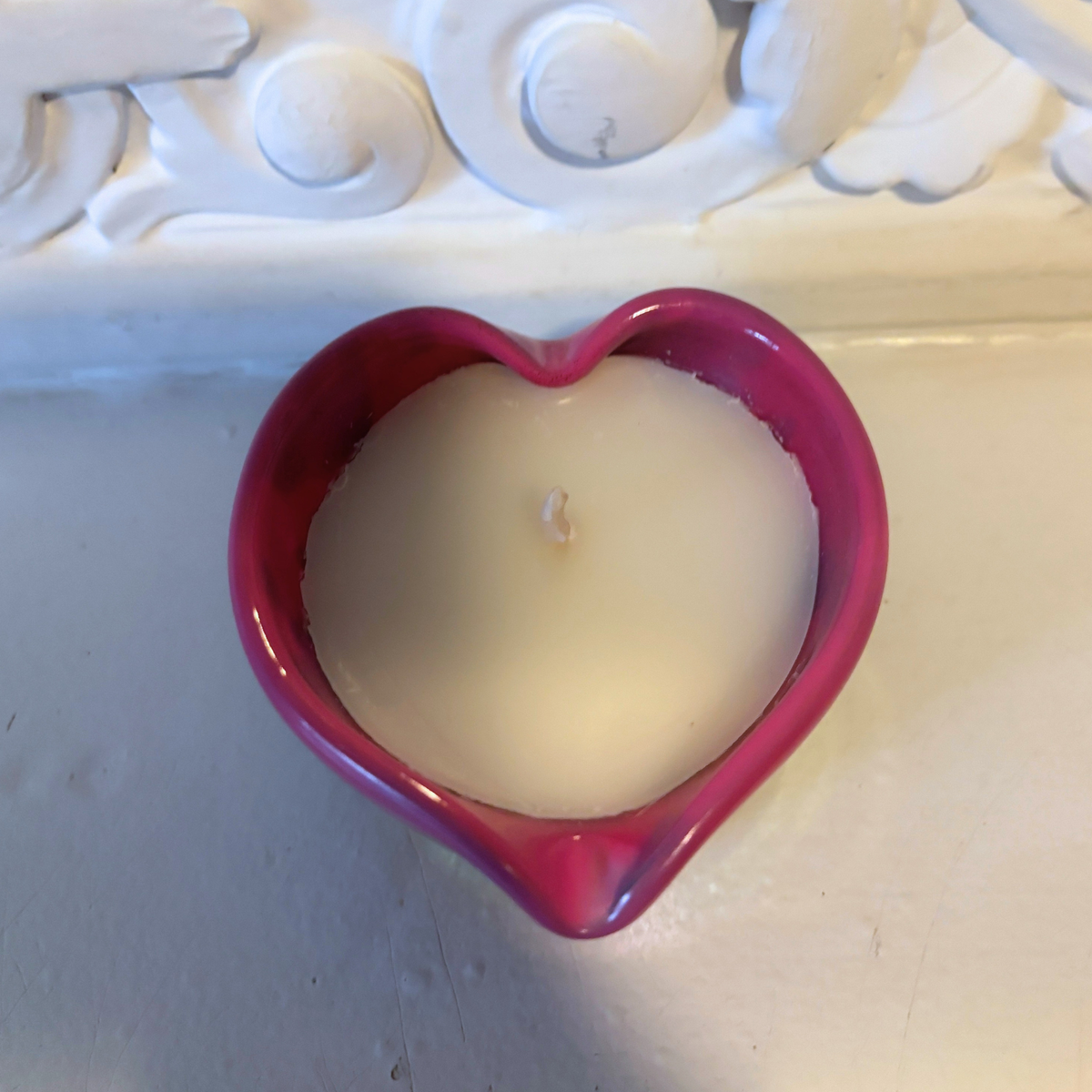 Pink Ombre Heart Candle Small | Amber Spruce Scented Glass Candle-47th & Main-The Bullish Store