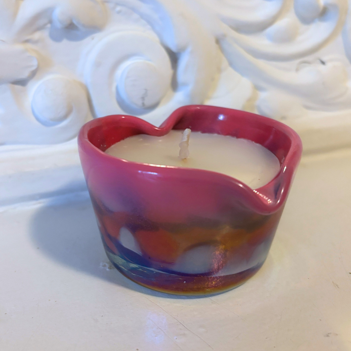 Pink Ombre Heart Candle Small | Amber Spruce Scented Glass Candle-47th & Main-The Bullish Store