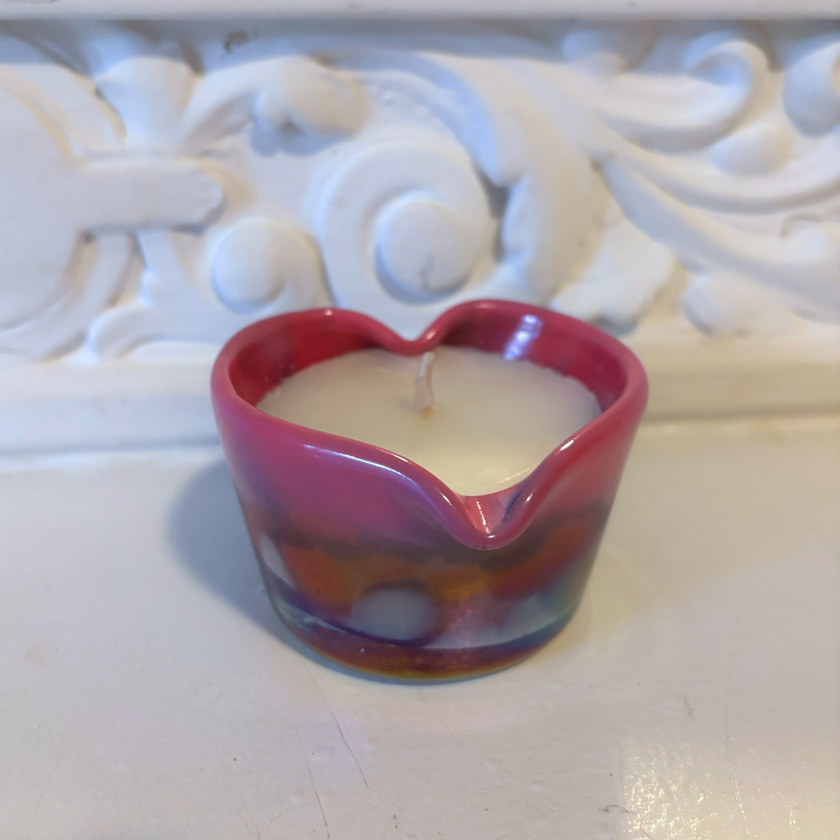 Pink Ombre Heart Candle Small | Amber Spruce Scented Glass Candle-47th & Main-The Bullish Store