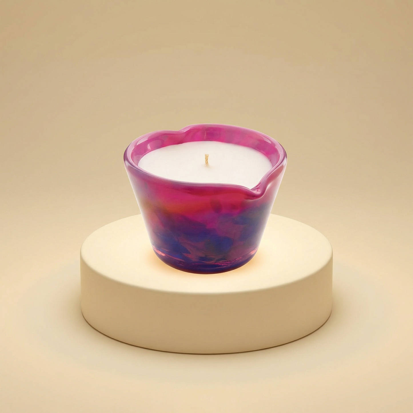 Pink Ombre Heart Candle Small | Amber Spruce Scented Glass Candle