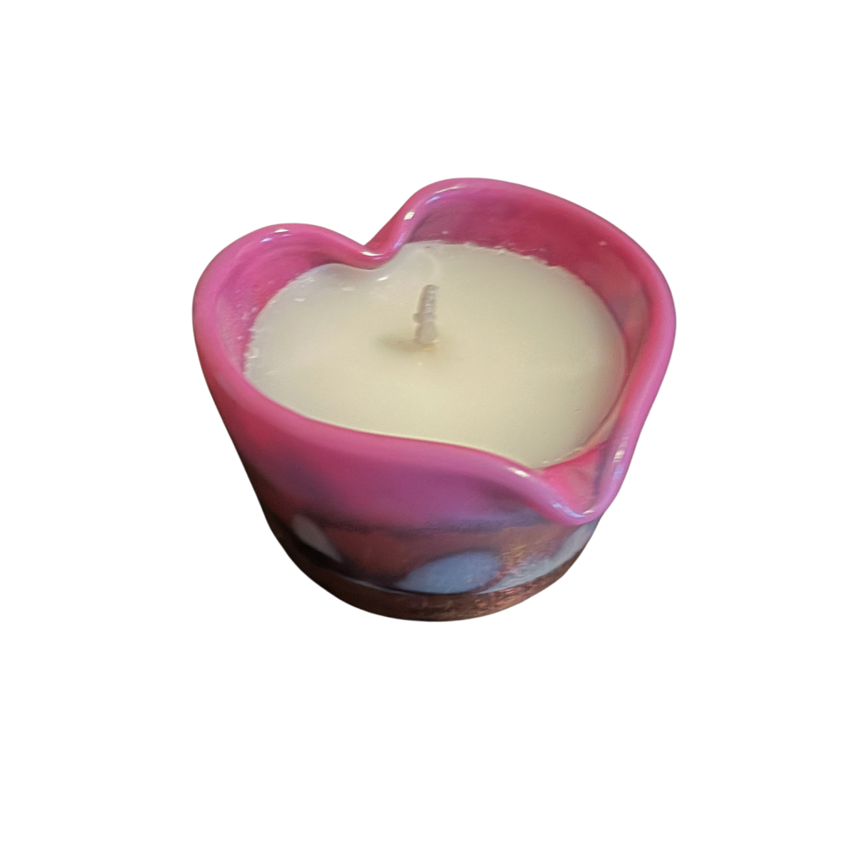 Pink Ombre Heart Candle Small | Amber Spruce Scented Glass Candle-47th & Main-The Bullish Store