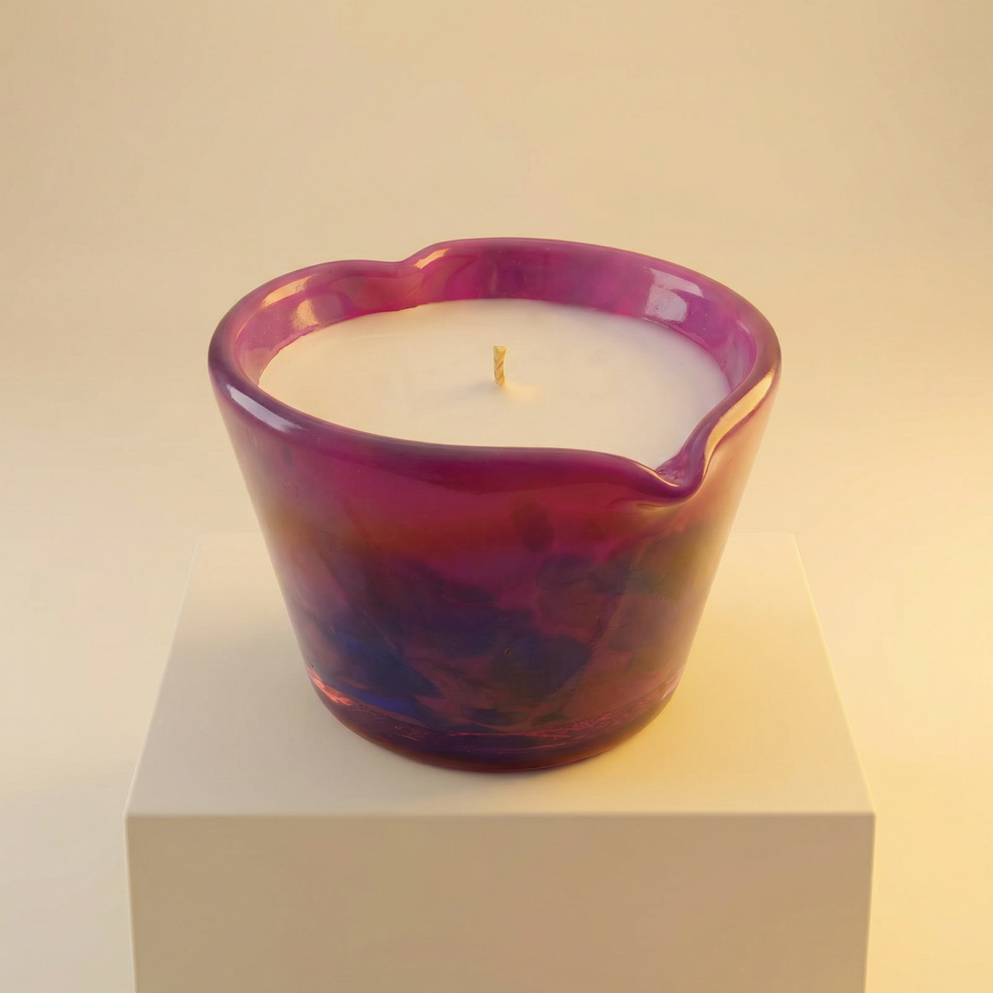 Pink Ombre Heart Candle Small | Amber Spruce Scented Glass Candle