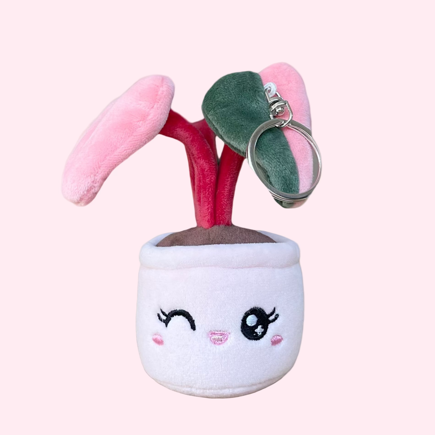 Pink Princess Philodendron Plush Keychain | 5" Plant Bag Charm