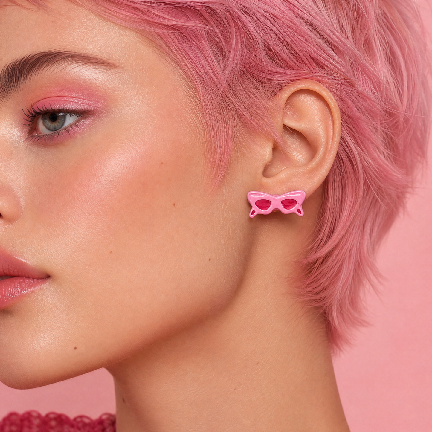 Pink Sunglasses Novelty Earrings | Cute Shady Glasses Studs, Fun Fashion Jewelry