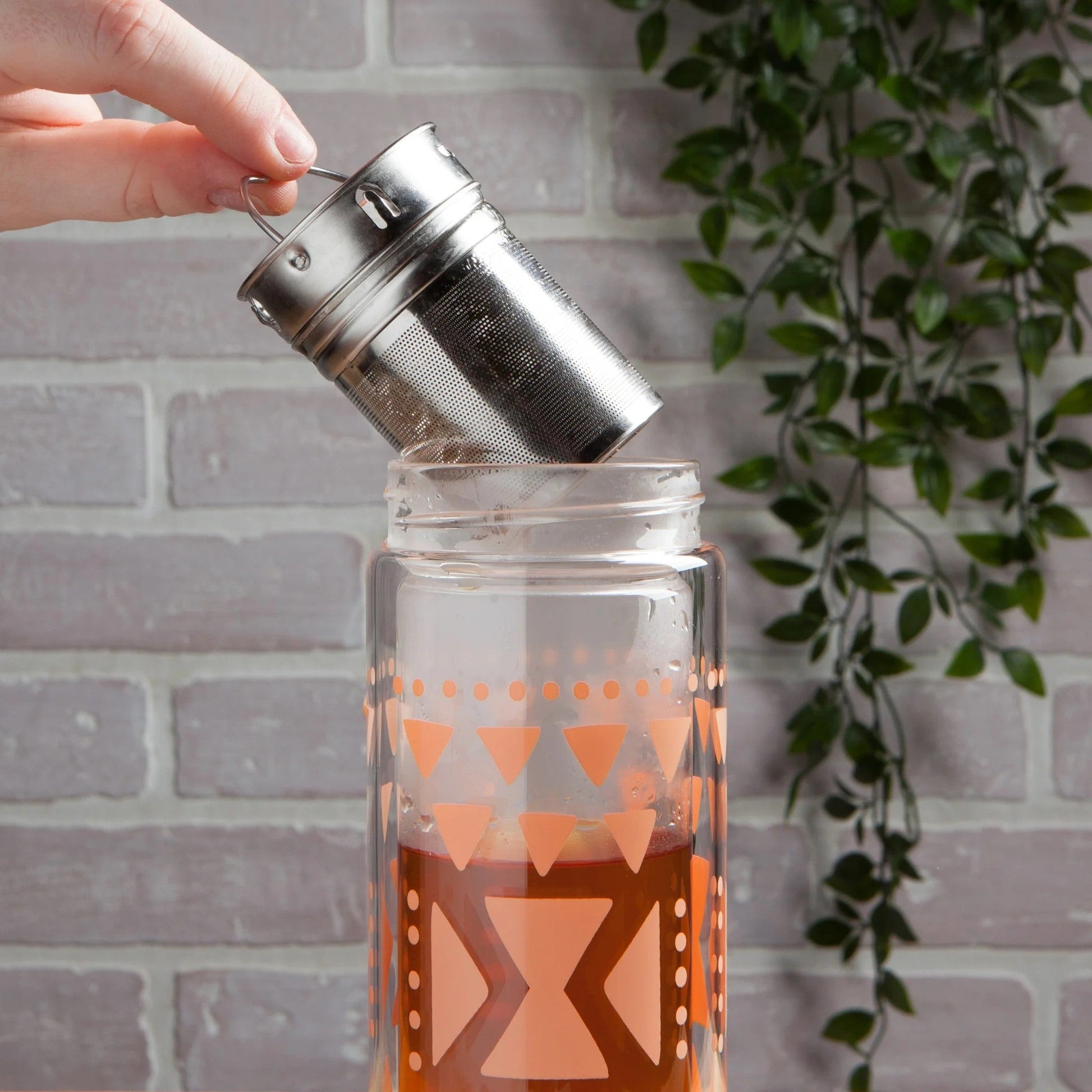 Pink Sustain Double Glass Tea Infuser Bottle | Loose Leaf Tea Holder Steeper Strainer Filter