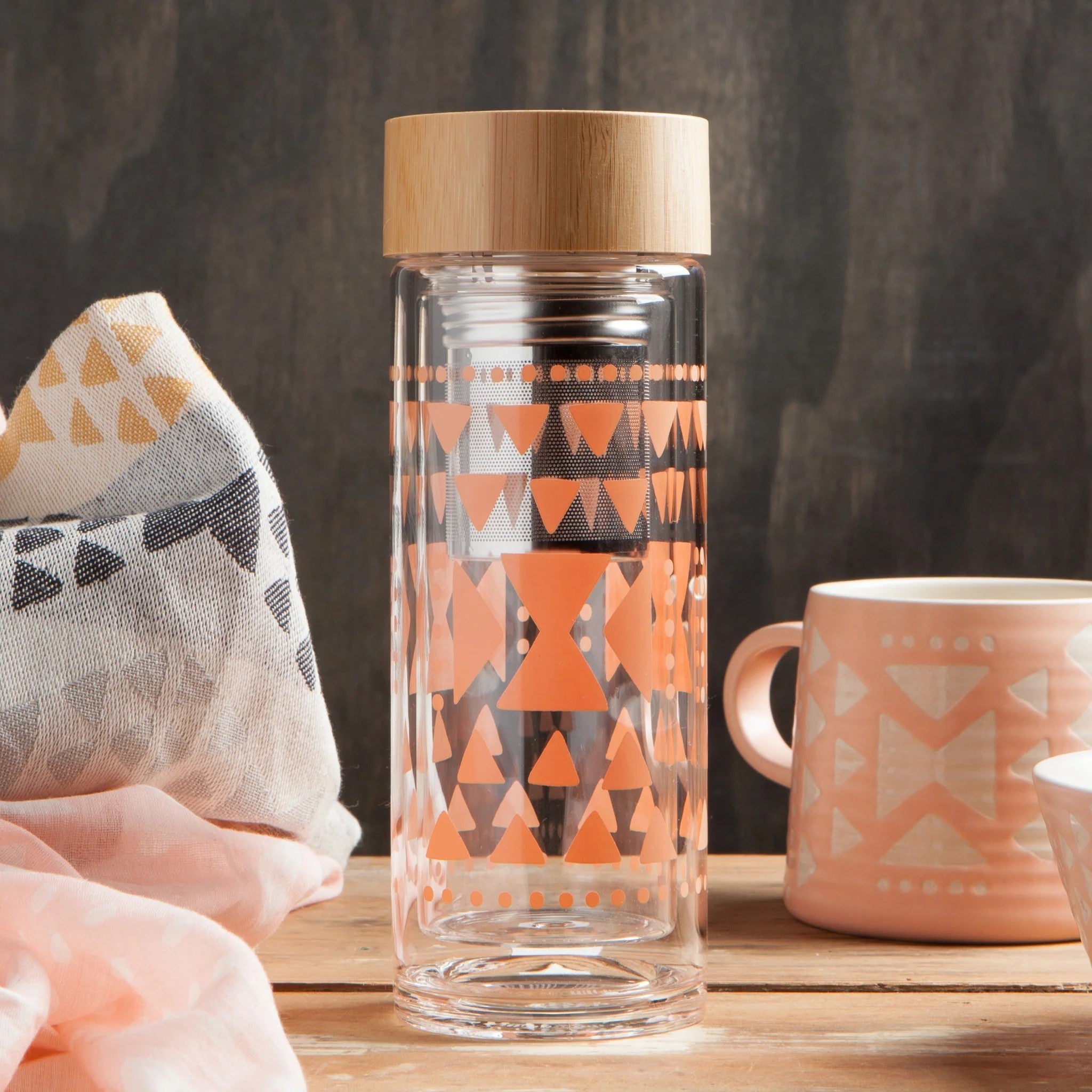 Pink Sustain Double Glass Tea Infuser Bottle | Steeper Strainer Filter ...