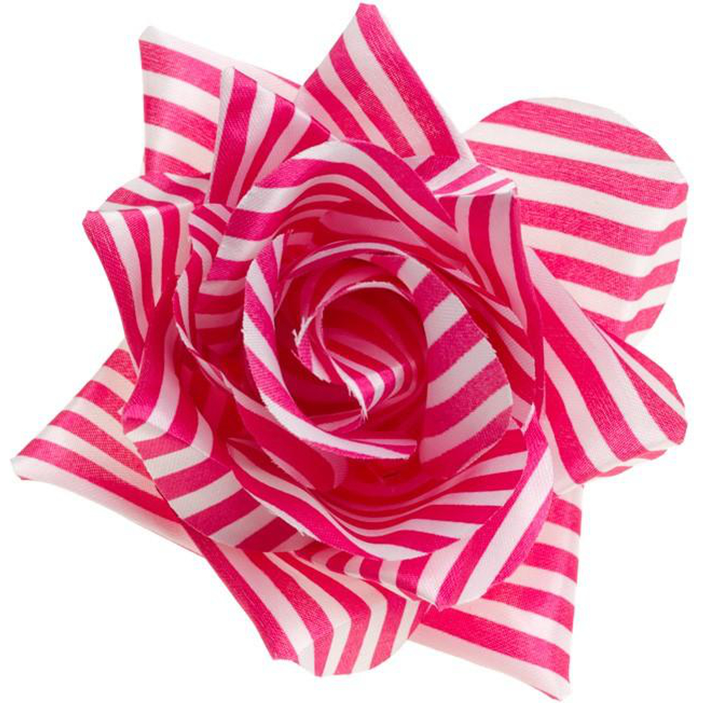 Pink & White Striped Rose Hair Clip | Retro Floral Hair Accessory