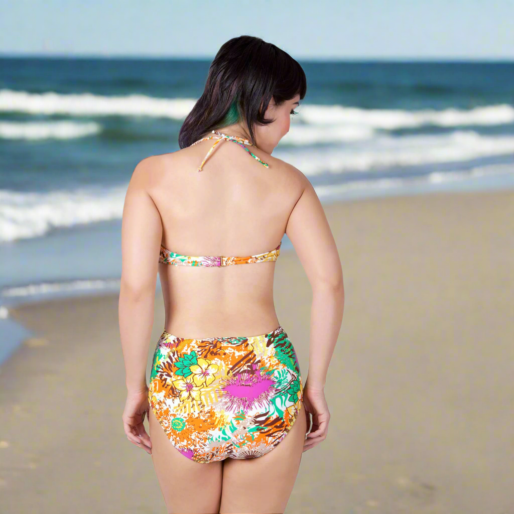 Natalia High-Waisted Bikini | Vintage Floral Two-Piece Swimwear [Sizes XS-XL]