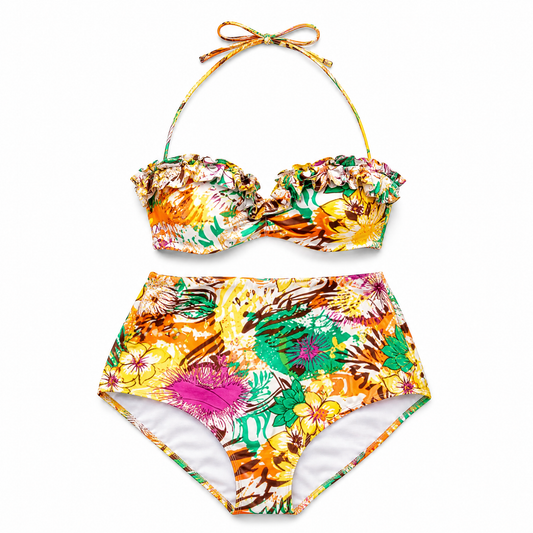 Pinup 1950s Natalia High-Waisted Bikini | Vintage Floral Two-Piece Swimwear [Sizes S-L Remaining]