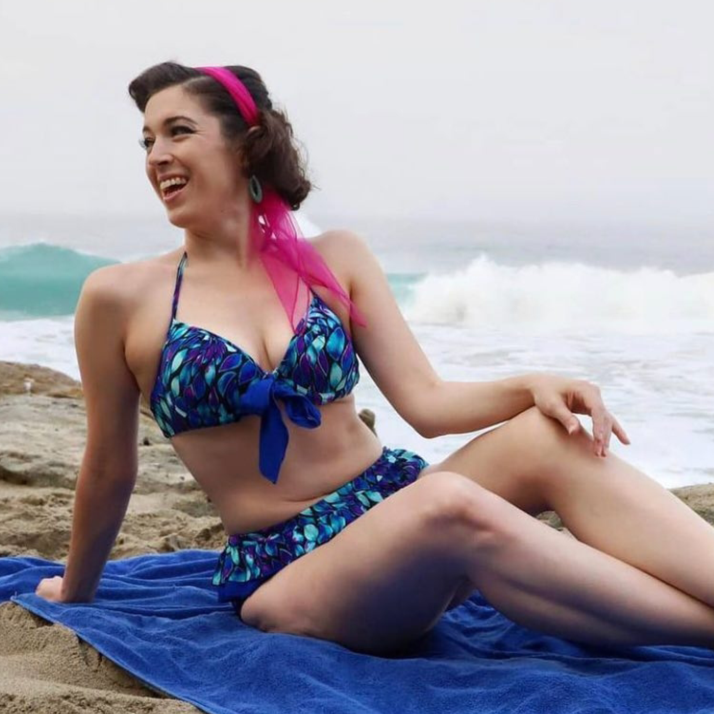 Peacock Perfection Bikini Set | Retro Two-Piece Low Waist Swimwear
