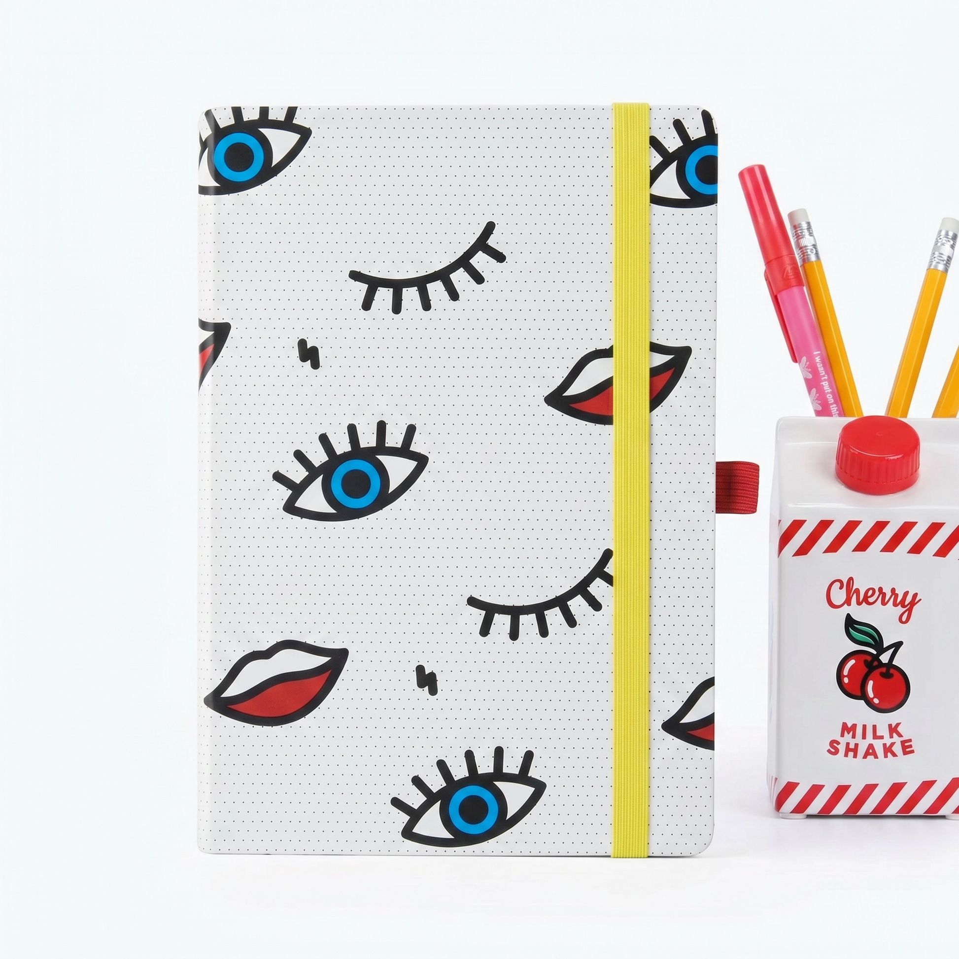 Pinup Girl Desk Set | Notebook, Pen Cup, and Pen Gift Bundle-Mustard-The Bullish Store