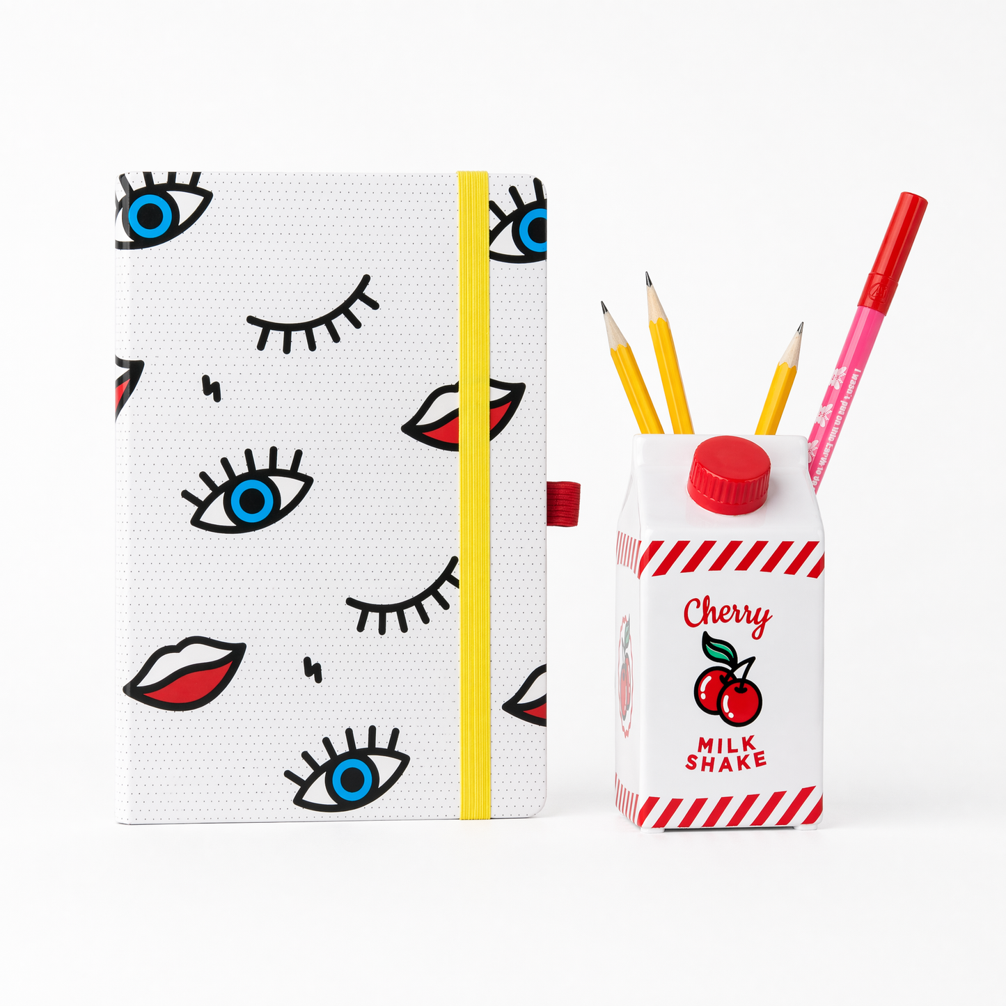 Pinup Girl Desk Set | Notebook, Pen Cup, and Pen Gift Bundle-Mustard-The Bullish Store