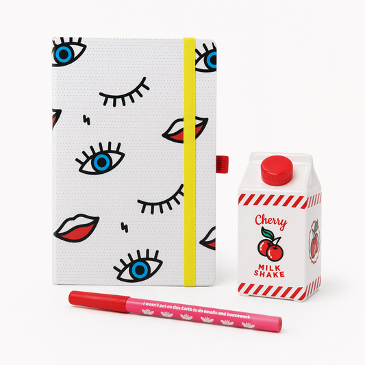 Pinup Girl Desk Set | Notebook, Pen Cup, and Pen Gift Bundle-Mustard-The Bullish Store