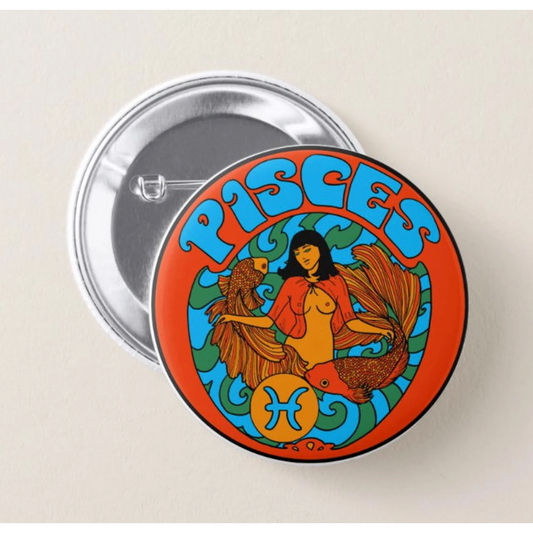 Pisces Zodiac Pin Back Button | 1.5" dia