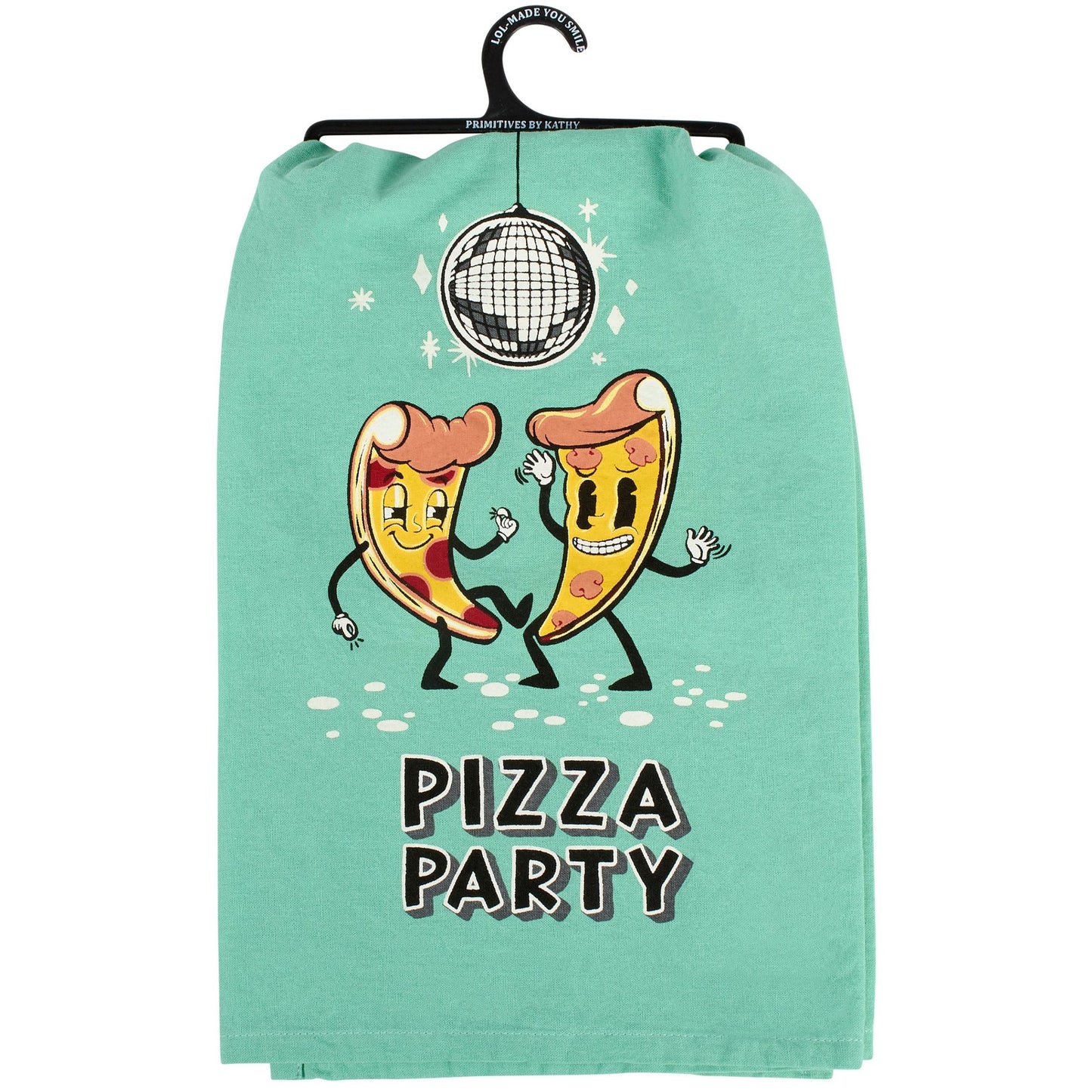 Pizza Party Kitchen Towel | Retro Disco Pizza Dish Towel | Fun Cotton Kitchen Decor Gift