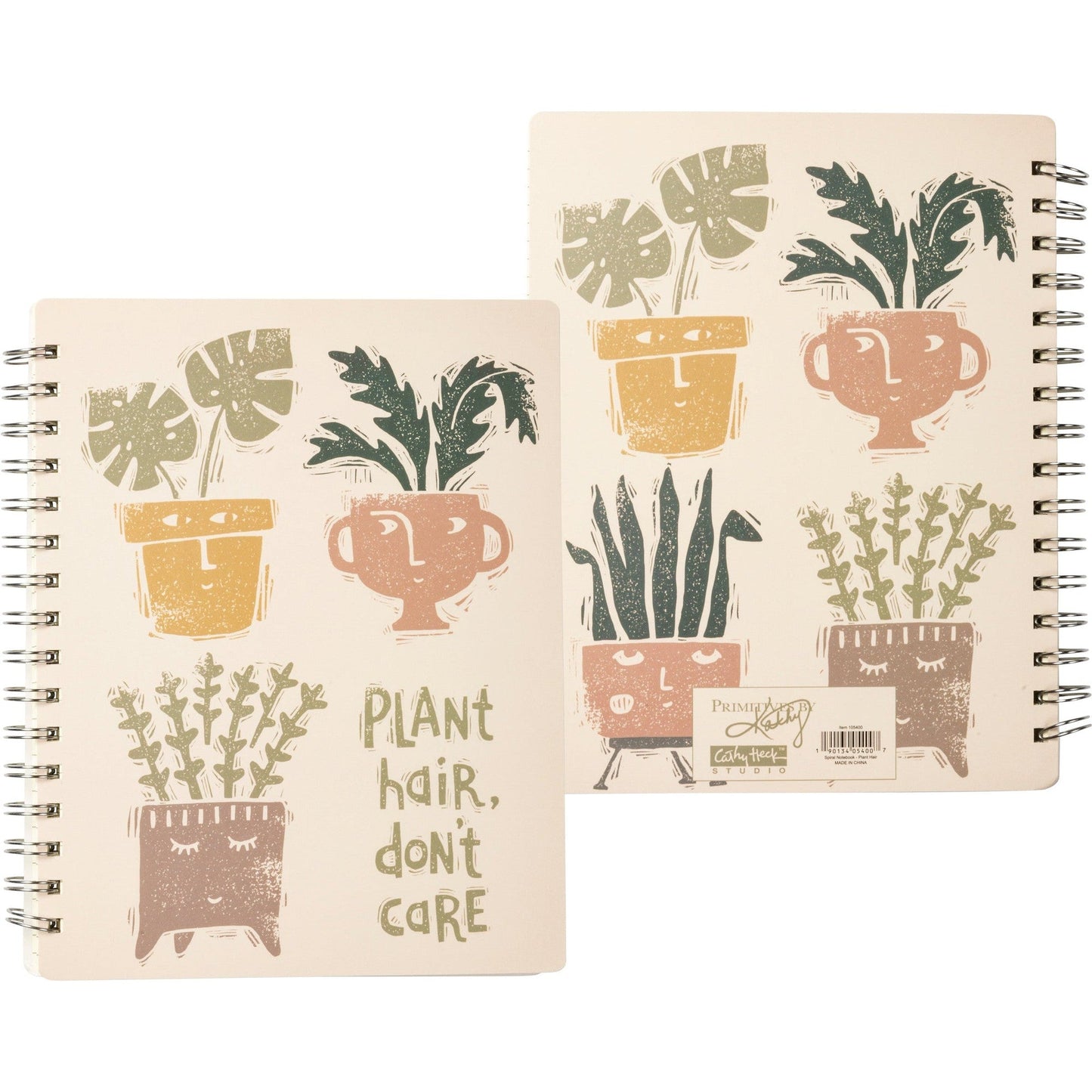 Plant Hair Don't Care Spiral Notebook | Art on Both Sides | 9" x 7" | 120 Lined Pages