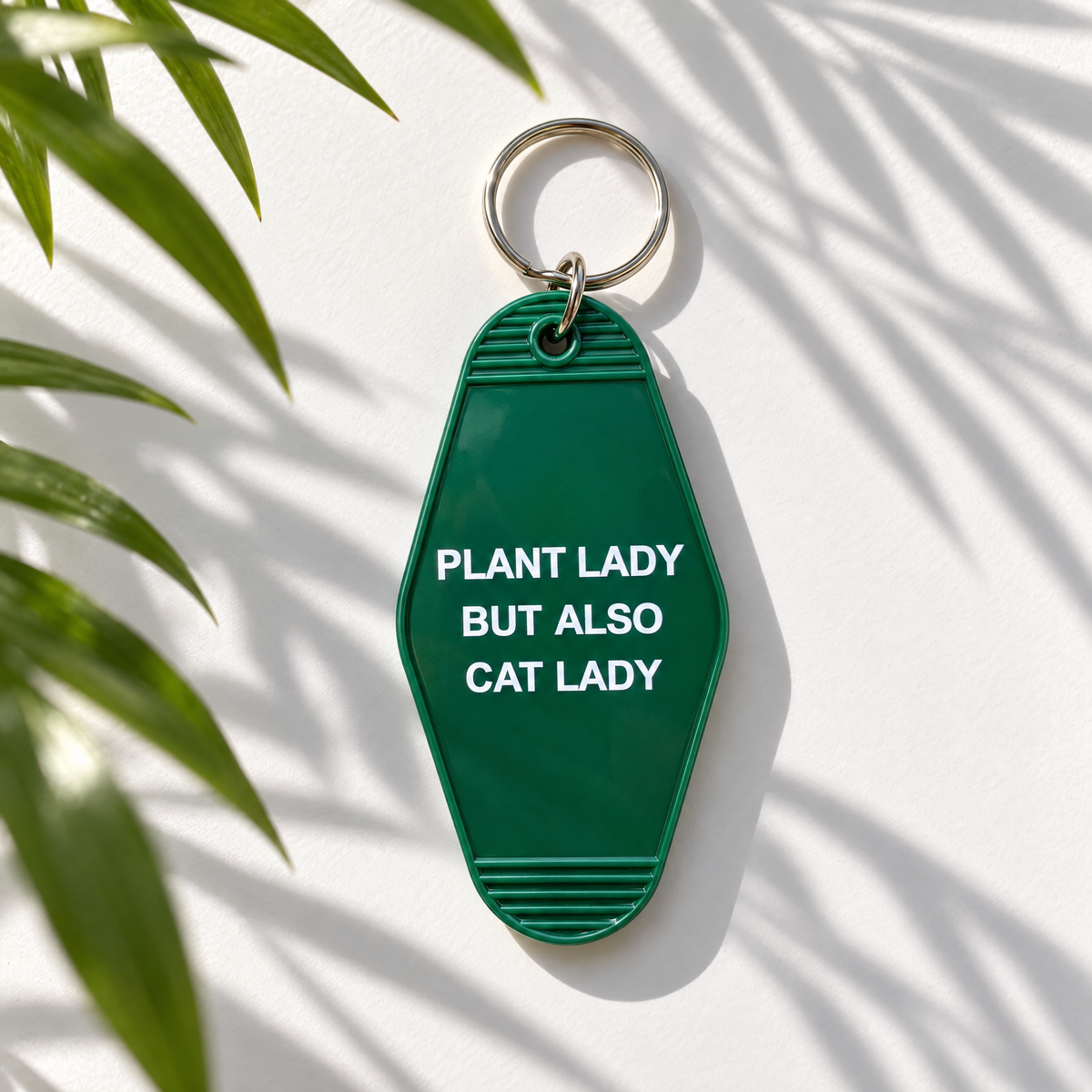 Plant Lady But Also Cat Lady Motel Style Keychain | Green-GetBullish-The Bullish Store