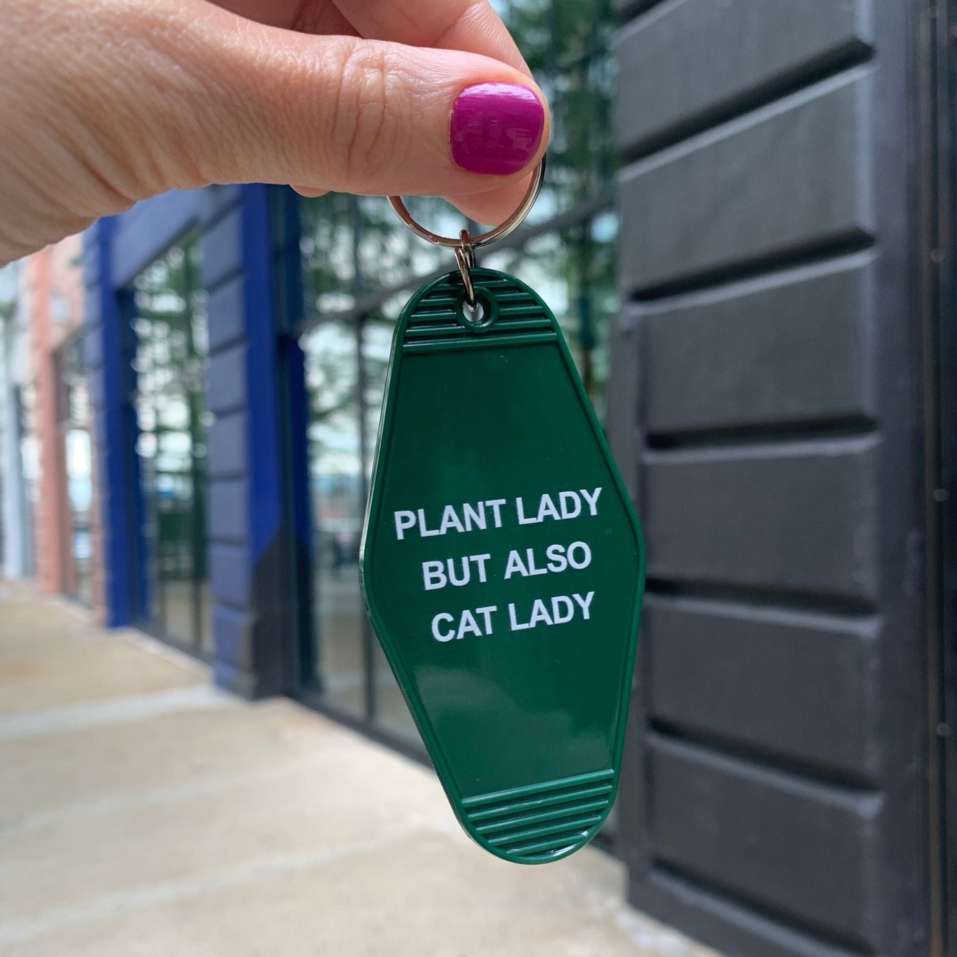 Plant Lady But Also Cat Lady Motel Style Keychain | Green