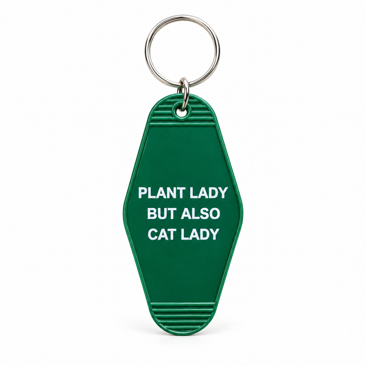 Plant Lady But Also Cat Lady Motel Style Keychain | Green-GetBullish-The Bullish Store