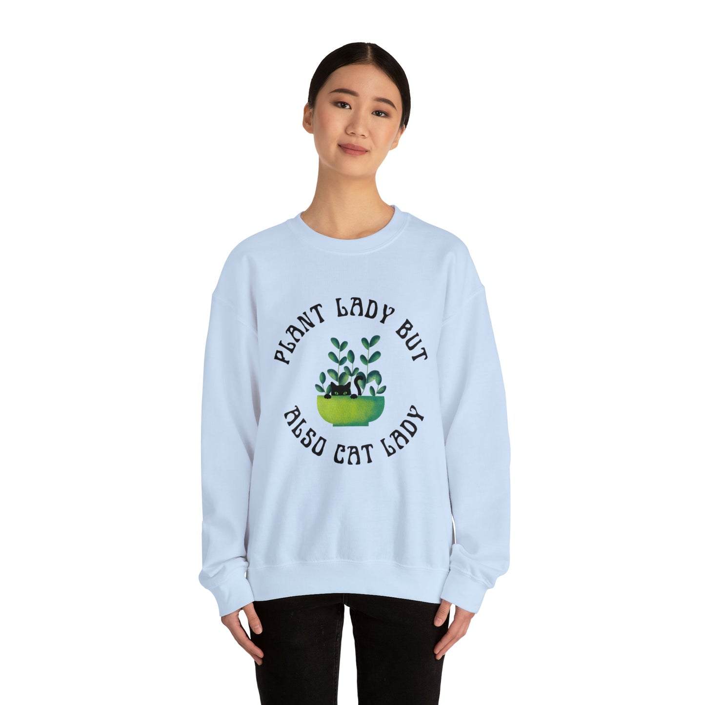 Plant Lady But Also Cat Lady Unisex Heavy Blend™ Crewneck Sweatshirt