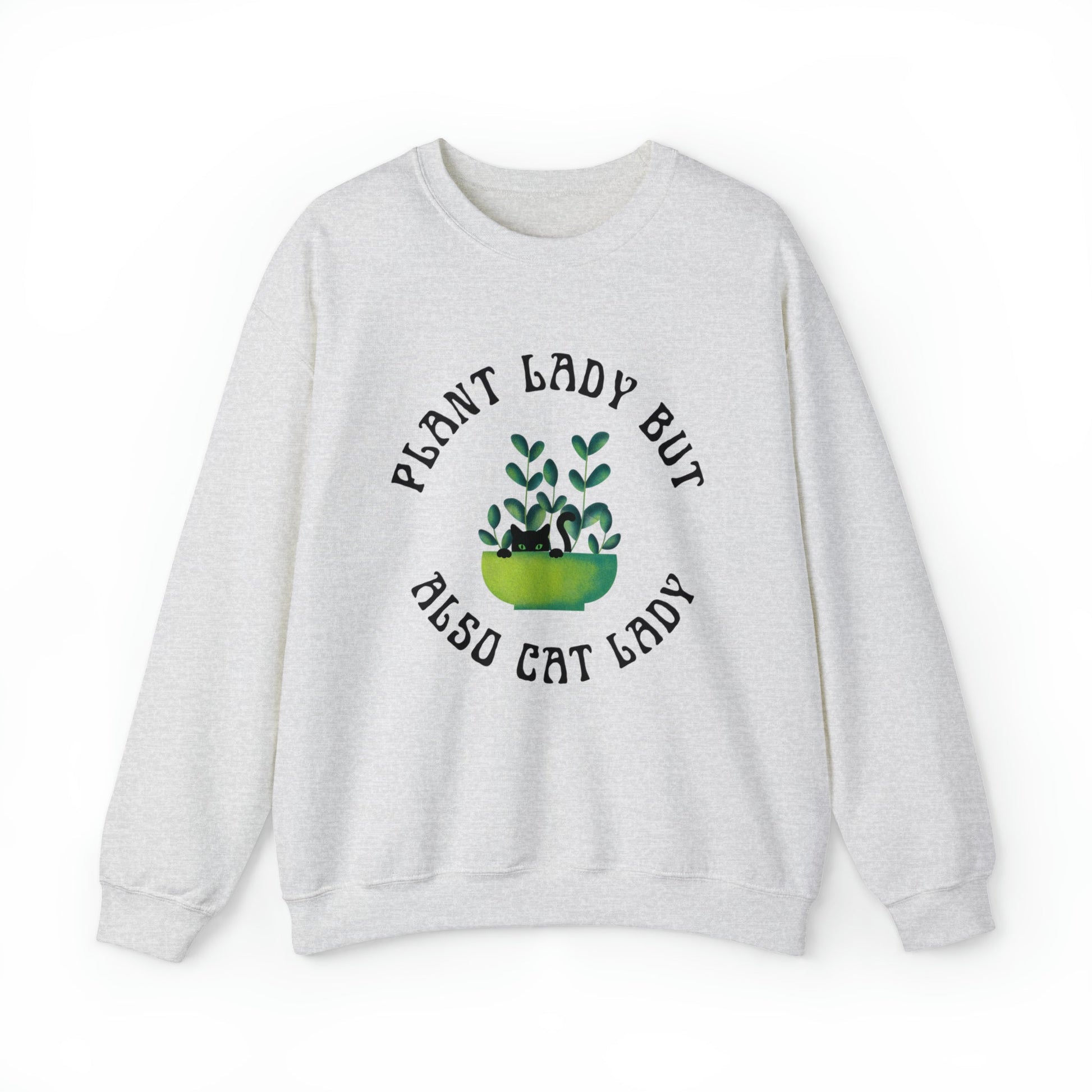 Plant Lady But Also Cat Lady Unisex Heavy Blend™ Crewneck Sweatshirt Sizes SM-5XL | Plus Size Available