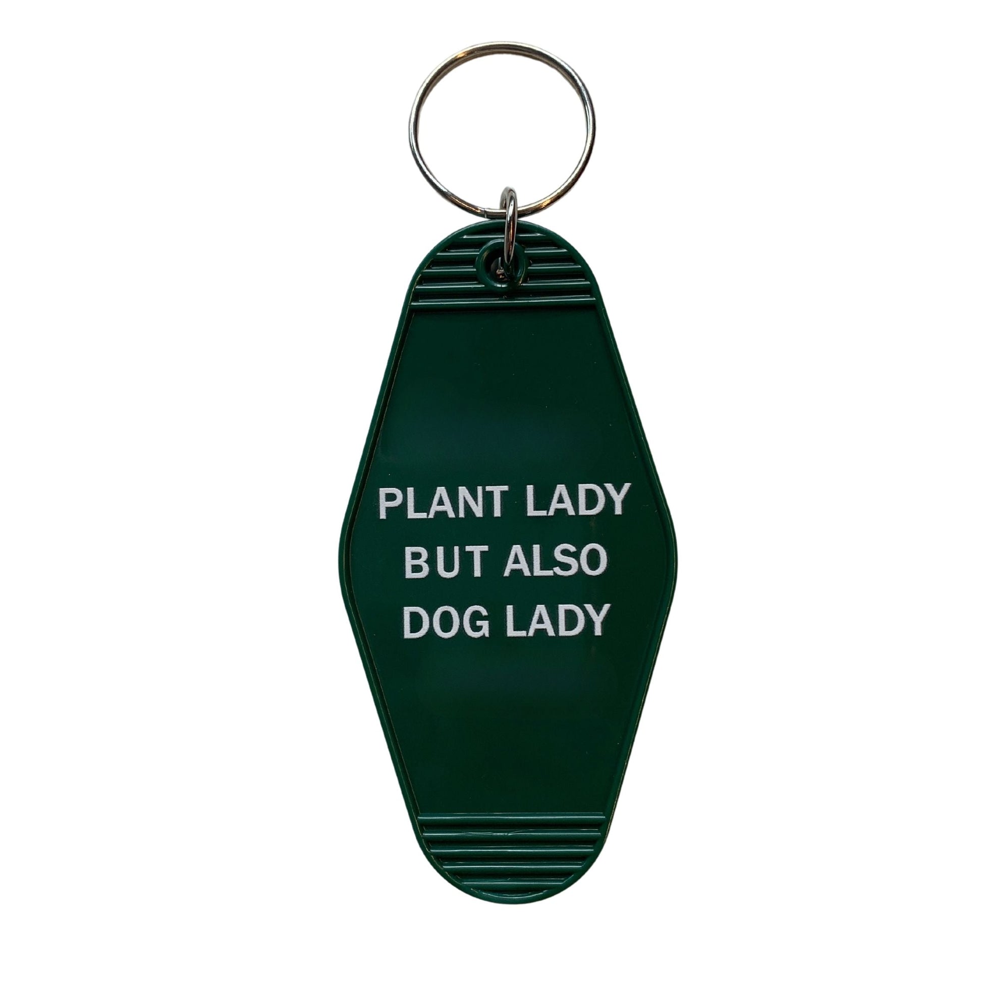 Plant Lady But Also Dog Lady Motel Style Keychain | Green