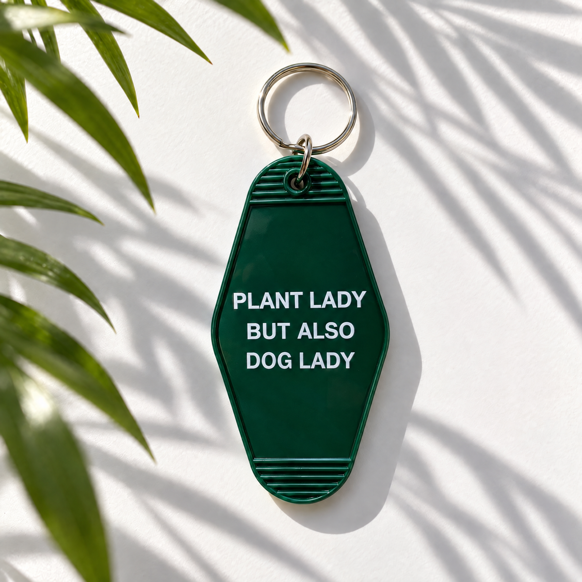 Plant Lady But Also Dog Lady Motel Style Keychain | Green-GetBullish-The Bullish Store