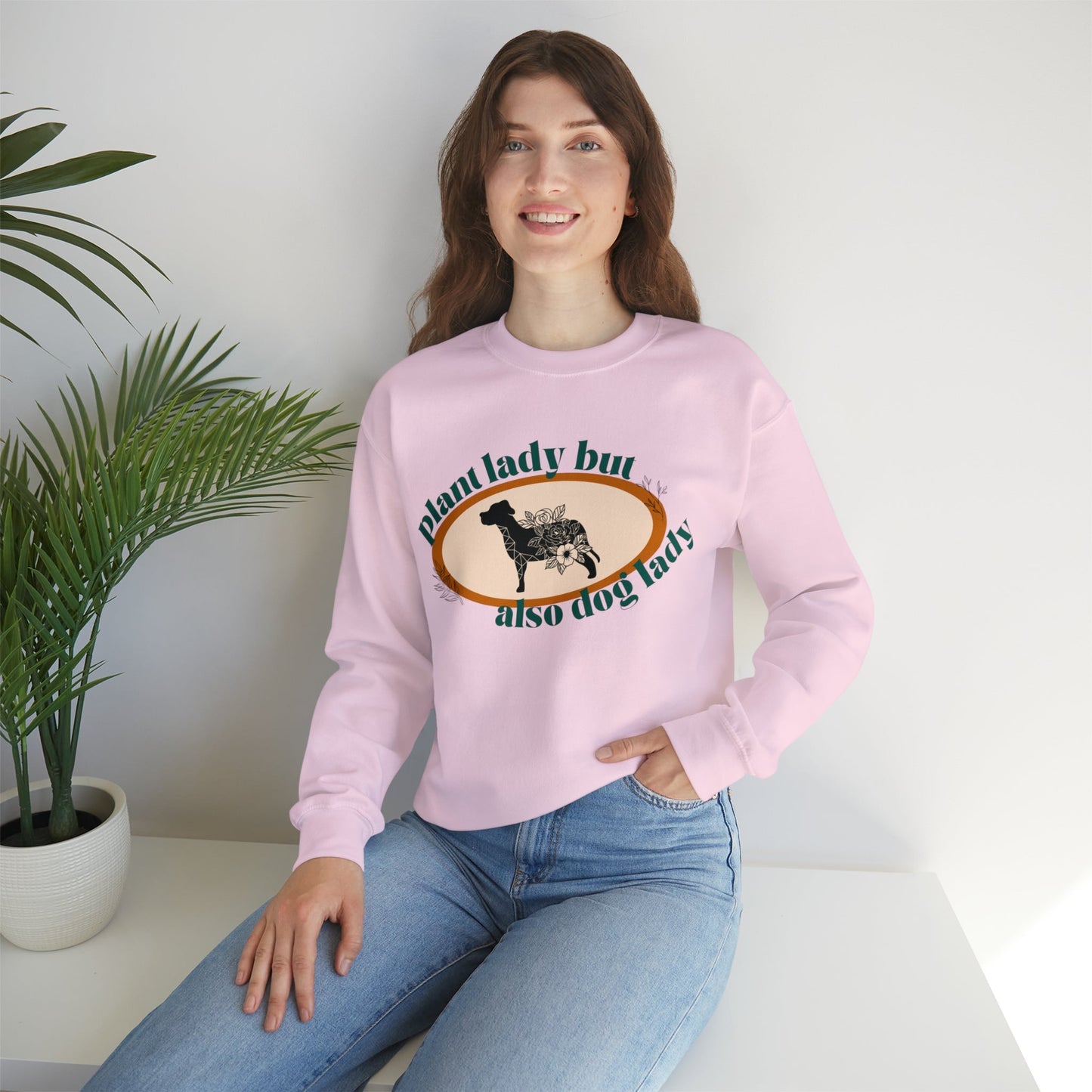 Plant Lady But Also Dog Lady Unisex Heavy Blend™ Crewneck Sweatshirt Sizes SM-5XL | Plus Size Available