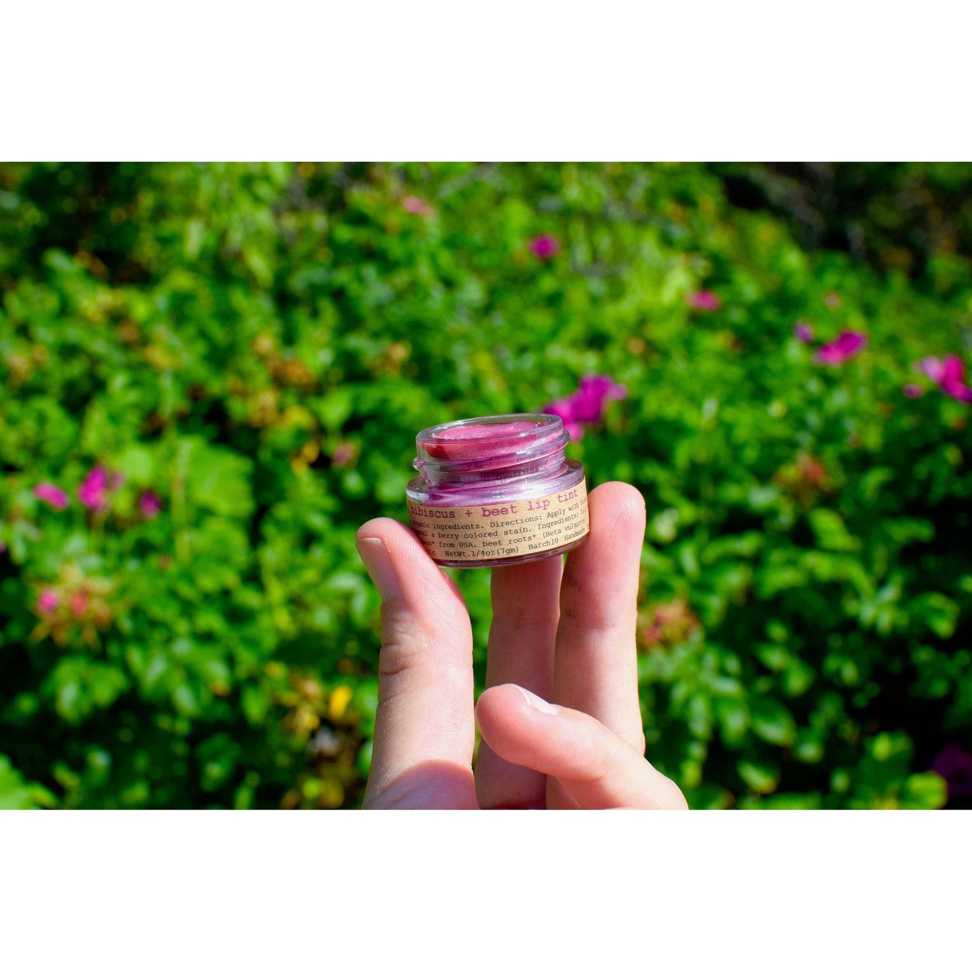 Plant Makeup Hibiscus + Beet Lip Tint | Handmade in Glass Jar | Glossy Balm Moisturizer