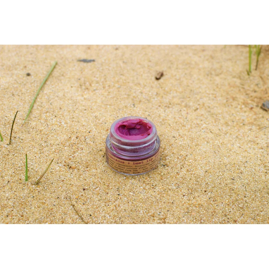 Plant Makeup Hibiscus + Beet Lip Tint | Handmade in Glass Jar | Glossy Balm Moisturizer