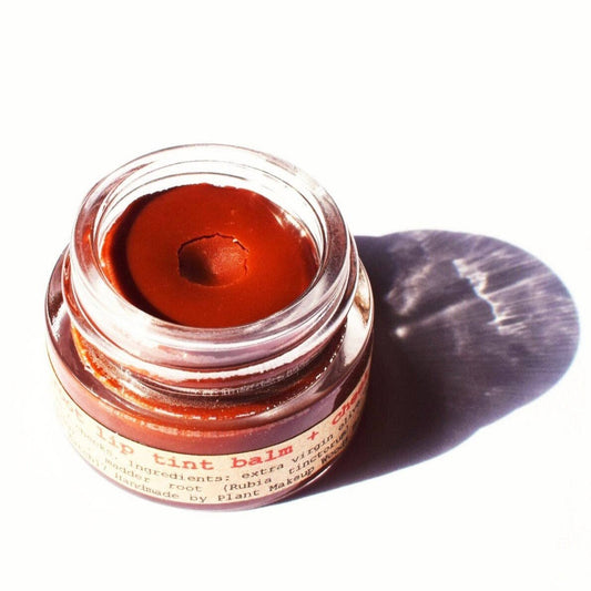 Plant Makeup Madder Root Lip Tint | Handmade in Glass Jar | Earthy Orange-red Lip Gloss