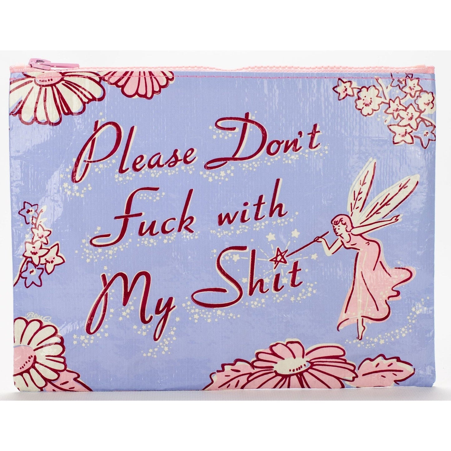 Please Don't Fuck With My Shit Pink Purple Recycled Material Zipper Pouch | BlueQ at GetBullish